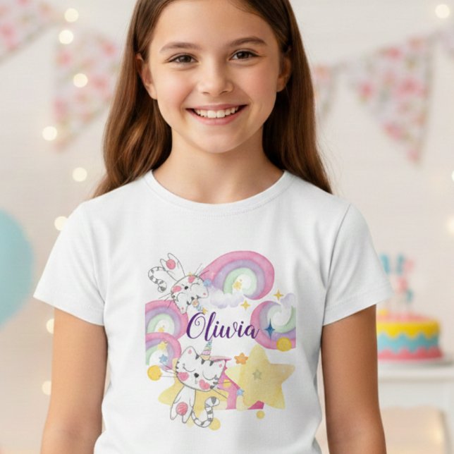 Meow-gical caticorn personalized girl t-shirt (Creator Uploaded)