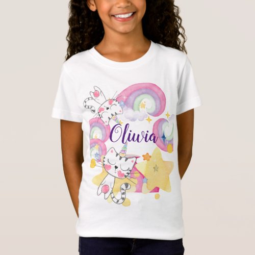 Meow_gical caticorn personalized girl t_shirt