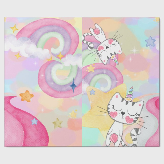 Meow-gical caticorn  wrapping paper (Seam)