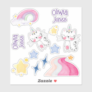 Meow-gical pastel caticorn sticker pack