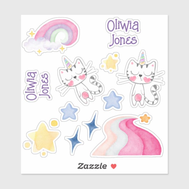 Meow-gical pastel caticorn sticker pack (Sheet)