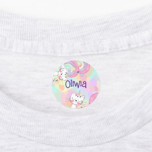 Meow_gical pastel watercolor caticorn Clothing  Kids Labels
