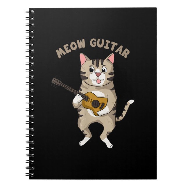 Meow Guitar Cute Cat Playing Guitar Funny Kitties Notebook (Front)