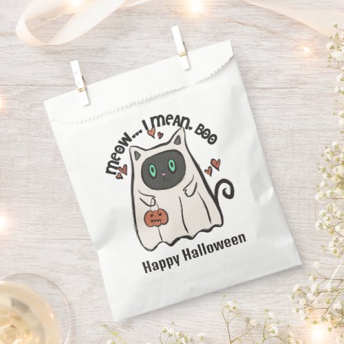 Meow I Mean Boo Cat Ghost Happy Halloween Favor Bag