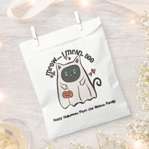 Meow I Mean Boo Cat Ghost Happy Halloween Favor Bag