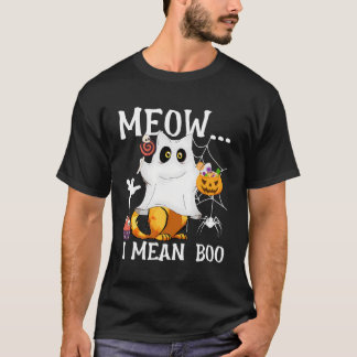 Meow I Mean Boo Cat Halloween T-Shirt