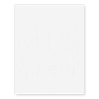 Meow I'm A Cat Halloween Costume Temporary Tattoos