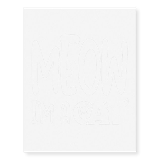 Meow I'm A Cat Halloween Costume Temporary Tattoos (Front)