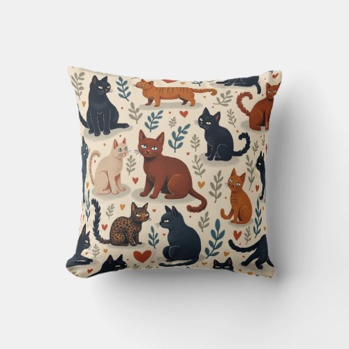 Meow in love throw pillow