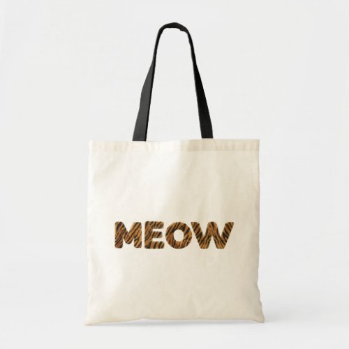 Meow in tiger fur letters novelty tote bag