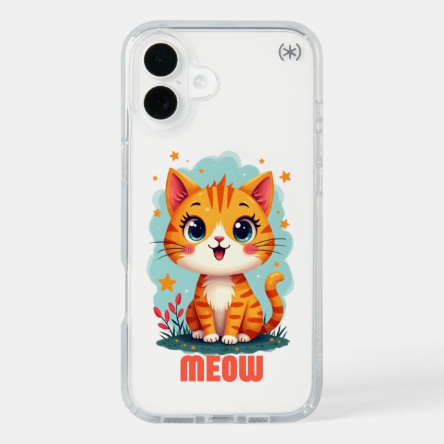 Meow iPhone 16 Plus Presidio Case – Playful Protec (Front)