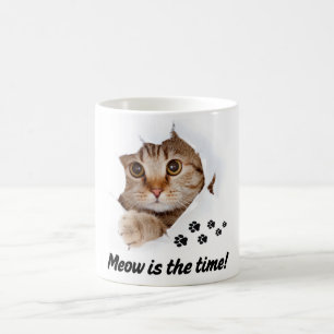 Meow Is the Time – Cute Cat Coffee Mug