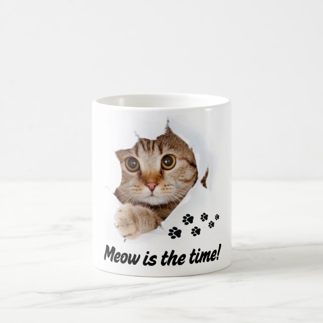 Meow Is the Time – Cute Cat  Coffee Mug (Center)