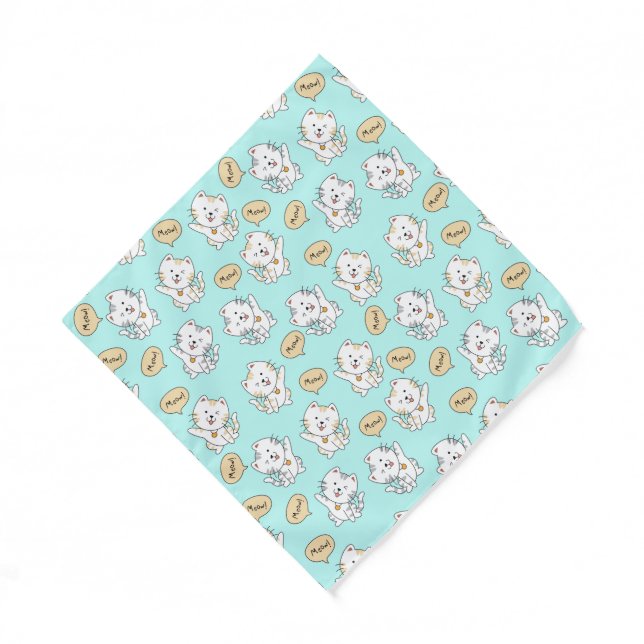 Meow Kittens – Cute Cat Pattern Bandana (Front)