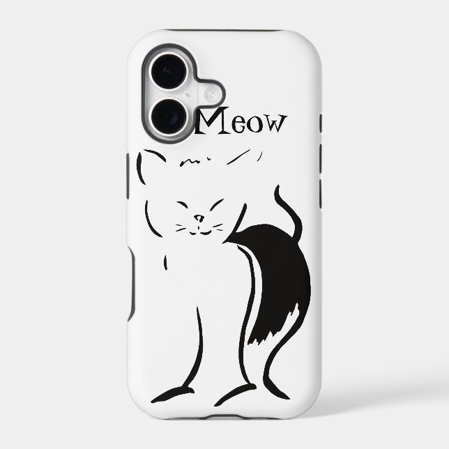 Meow Kitty Cat Cute Funny Black White Case-Mate iPhone Case (Back)