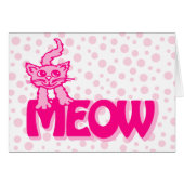 Meow kitty cat pink card (Front Horizontal)