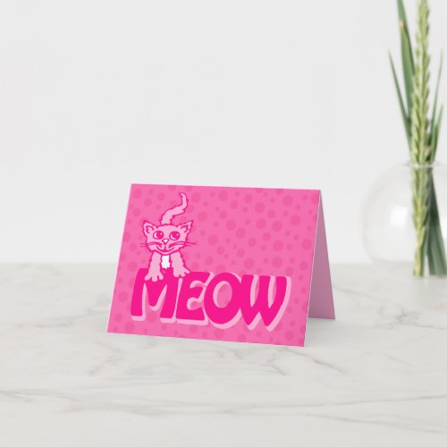 Meow kitty cat pink valentines card