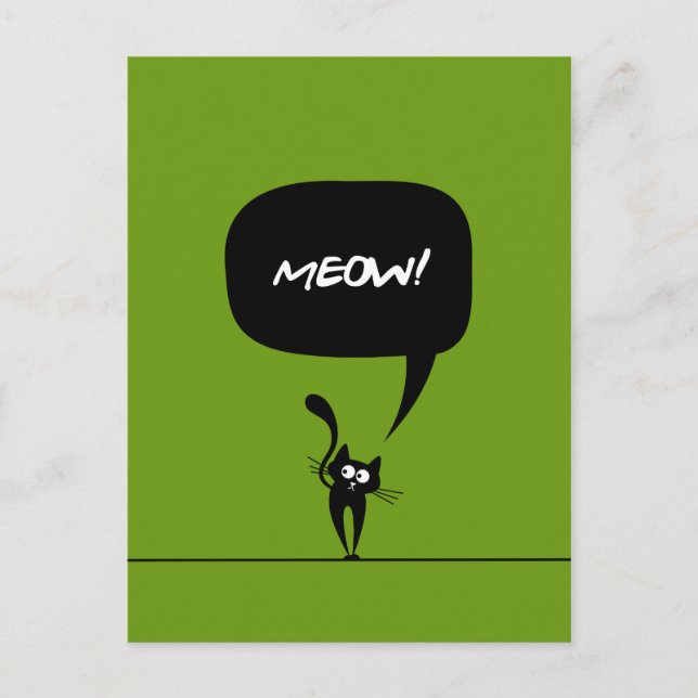 meow kitty green 1 Postcard (Front)
