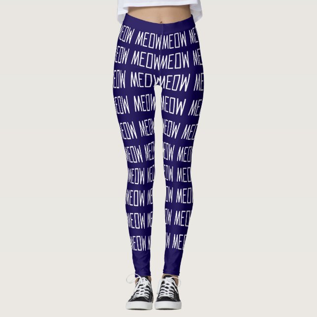 Meow Leggings - Stylish Meow Message Pattern (Front)