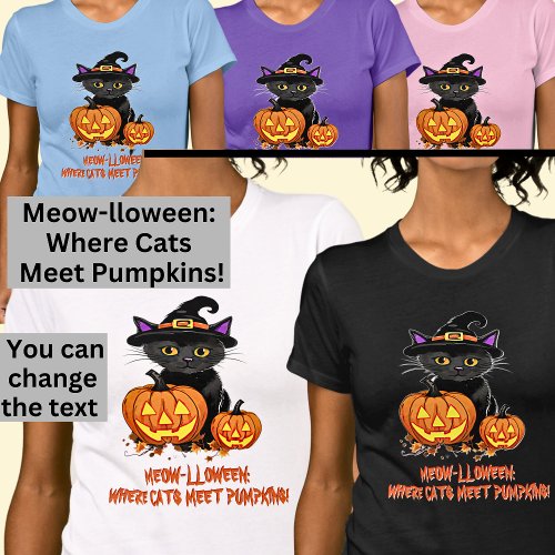MEOW_LLOWEEN Cats Meet Pumpkins T_Shirt