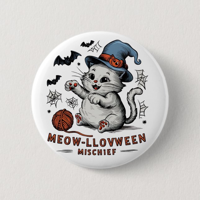 Meow-lloween Mischief Button (Front)