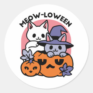 Meow-Loween - Cute Halloween Cat Design Classic Round Sticker