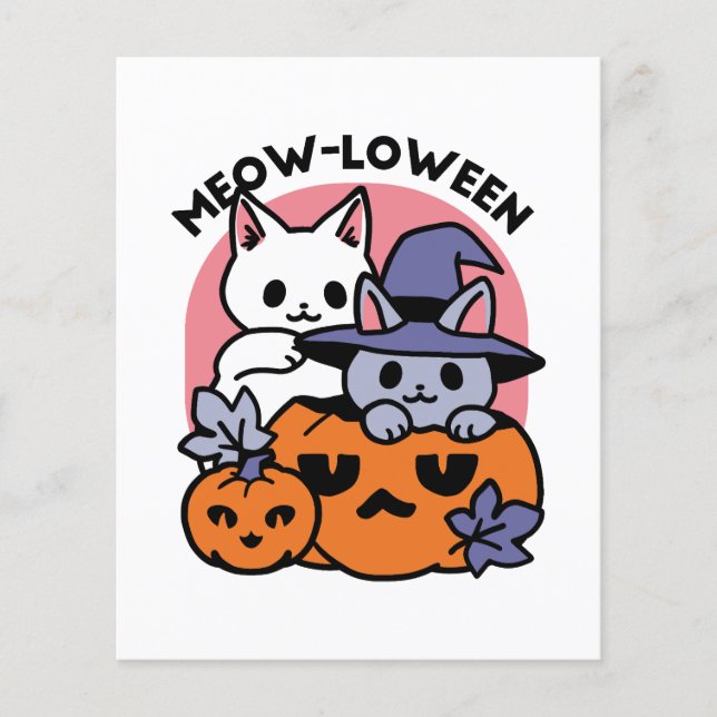 Meow-Loween - Cute Halloween Cat Design Flyer (Front)
