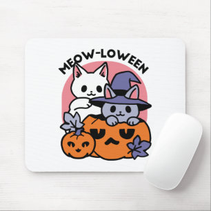 Meow-Loween - Cute Halloween Cat Design Mouse Pad