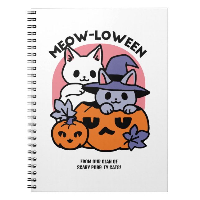 Meow-Loween - Cute Halloween Cat Design Notebook (Front)