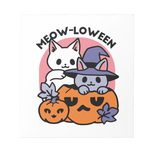 Meow-Loween - Cute Halloween Cat Design Notepad (Front)