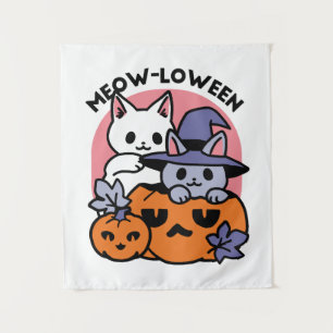 Meow-Loween - Cute Halloween Cat Design Tapestry