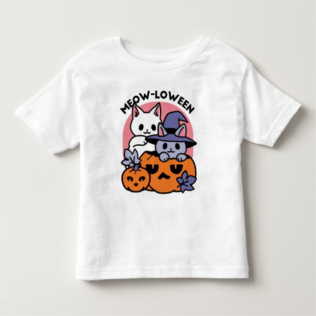 Meow-Loween - Cute Halloween Cat Design Toddler T-shirt (Front)