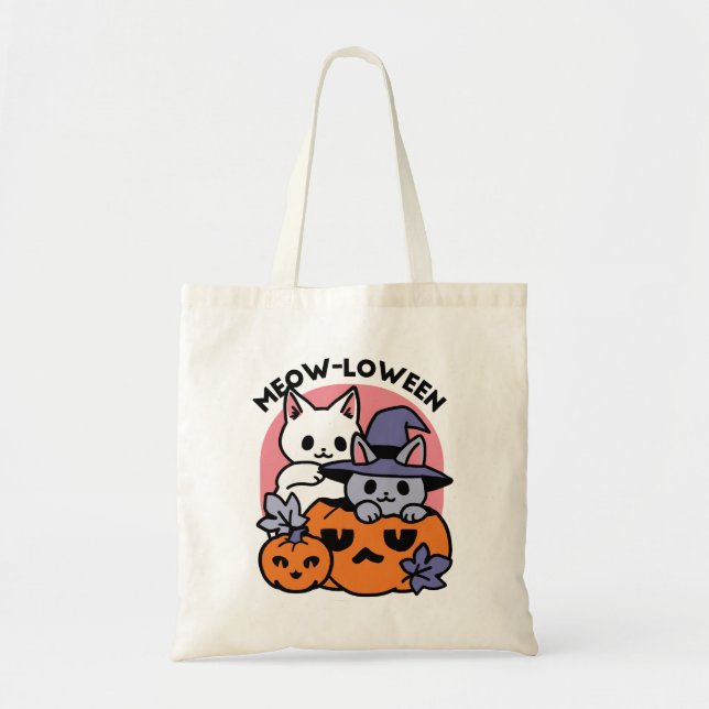 Meow-Loween - Cute Halloween Cat Design Tote Bag (Front)