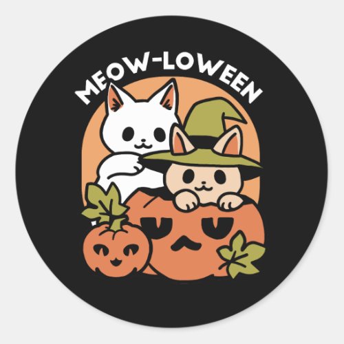 Meow_Loween _ Festive Halloween Cat Design Classic Round Sticker