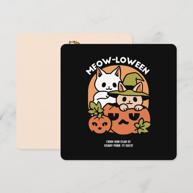 Meow-Loween - Festive Halloween Cat Design Holiday Card (Front/Back)