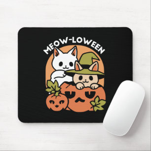 Meow-Loween - Festive Halloween Cat Design Mouse Pad