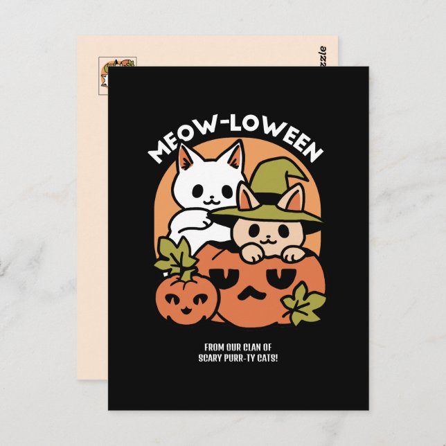 Meow-Loween - Festive Halloween Cat Design Postcard (Front/Back)