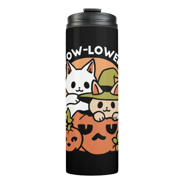 Meow-Loween - Festive Halloween Cat Design Thermal Tumbler (Front)