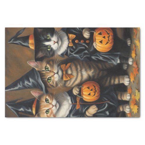 Meow_loween Trick_or_Treaters Cats Decoupage  Tissue Paper