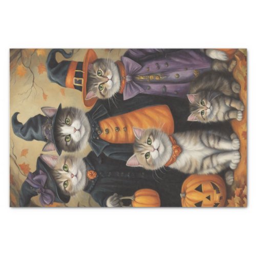 Meow_loween Trick_or_Treaters Cats Decoupage  Tissue Paper