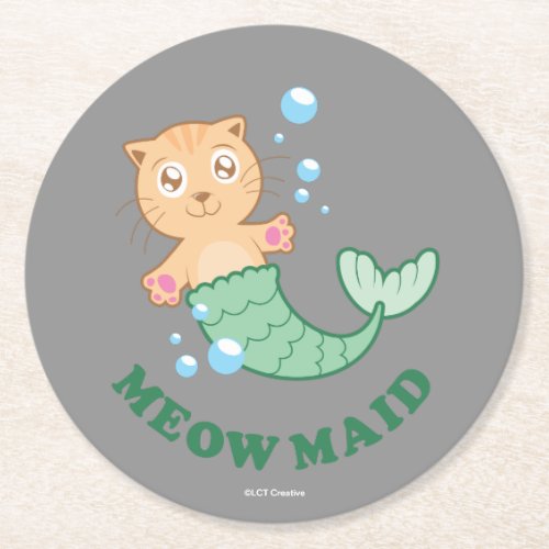 Meow Maid Round Paper Coaster
