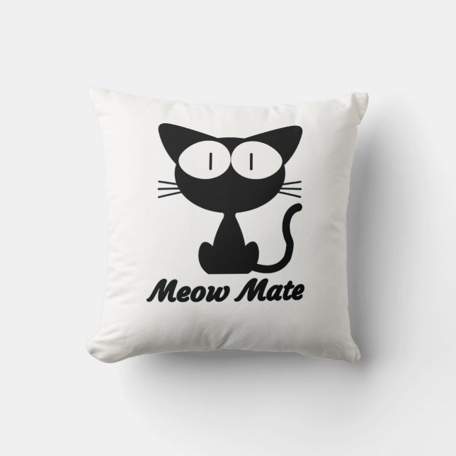 Meow Mate Glow Throw Pillow (Front)