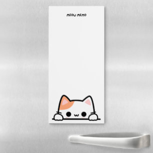 Meow Memo Cute Orange Cartoon Cat Peaking Funny Magnetic Notepad