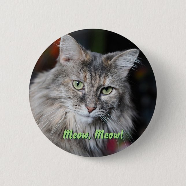 Meow Meow Cat Portrait Button (Front)