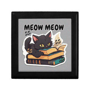 Meow Meow Cat Reading Book Gift Box