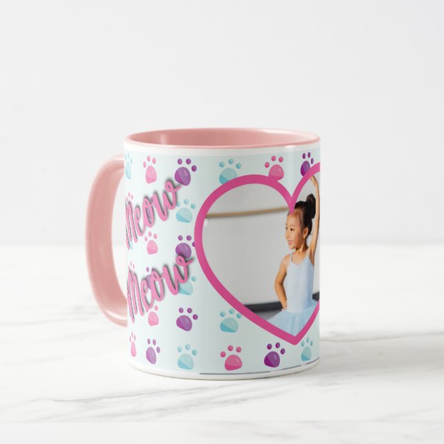 Meow Meow Kitty Cat Personalized Photo Mug (Front Left)