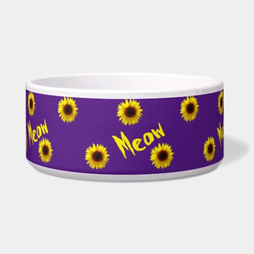 Meow Meow  _ Sunflowers Pet Bowl