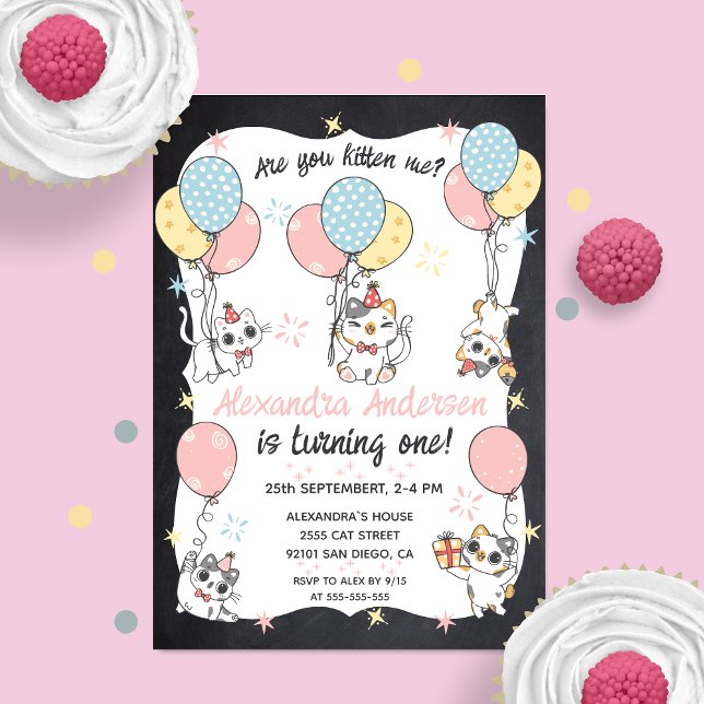 Meow Milestone: Cat Theme 1st Birthday Invitation (Creator Uploaded)