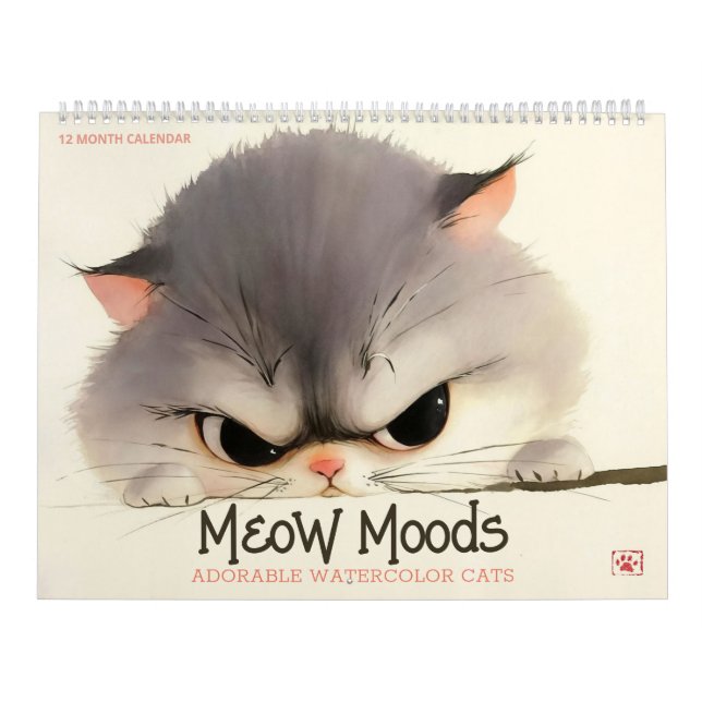 Meow Moods: Adorable Watercolor Cats Calendar (Cover)