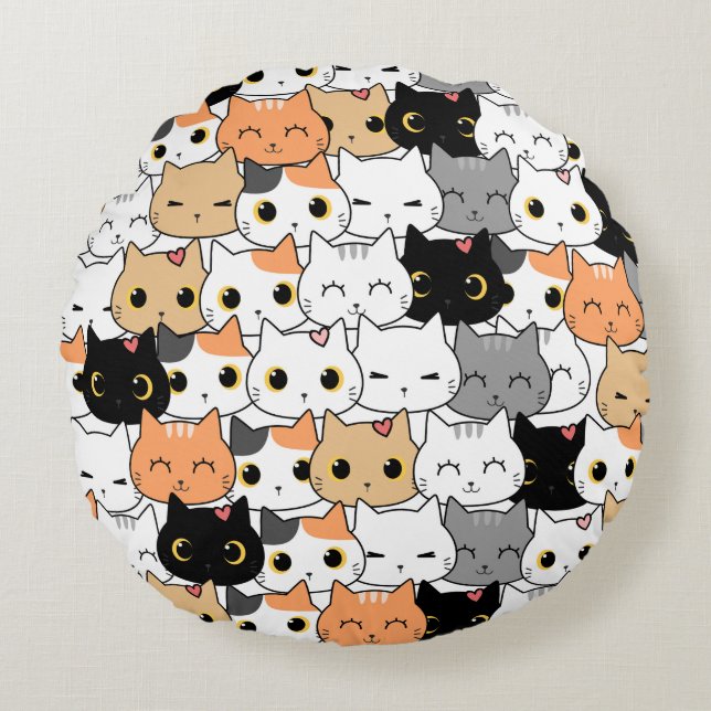Meow Nation Round Pillow (Front)